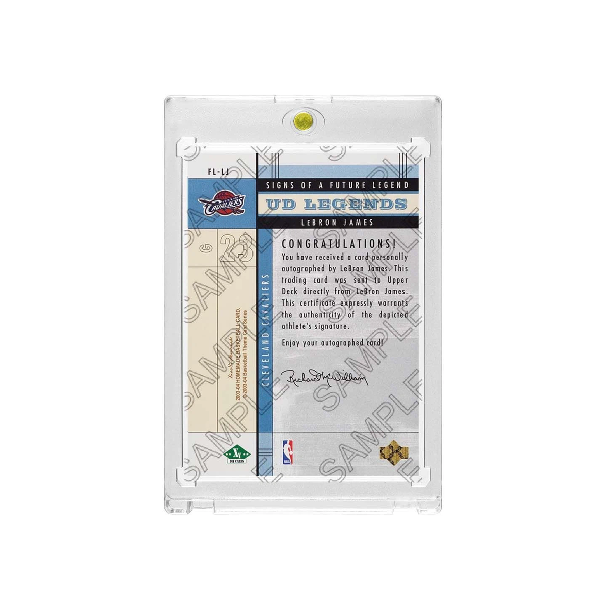 Cavaliers LeBron James Retro UD Legends Printed Signature Card with Display Case