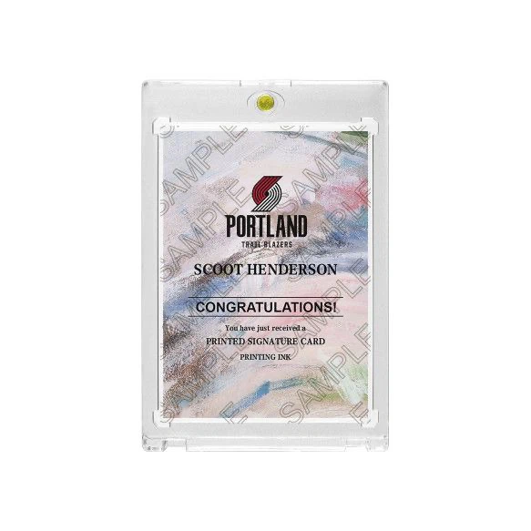 Trail Blazers Scoot Henderson Splatter Art Signature Card with Display Case
