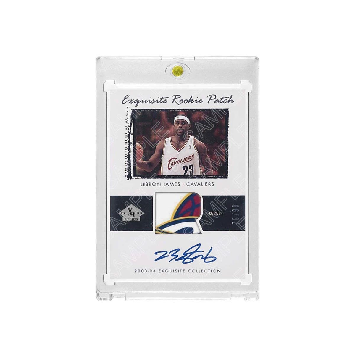 Cavaliers LeBron James Exquisite Rookie Patch Auto Card with Display Case